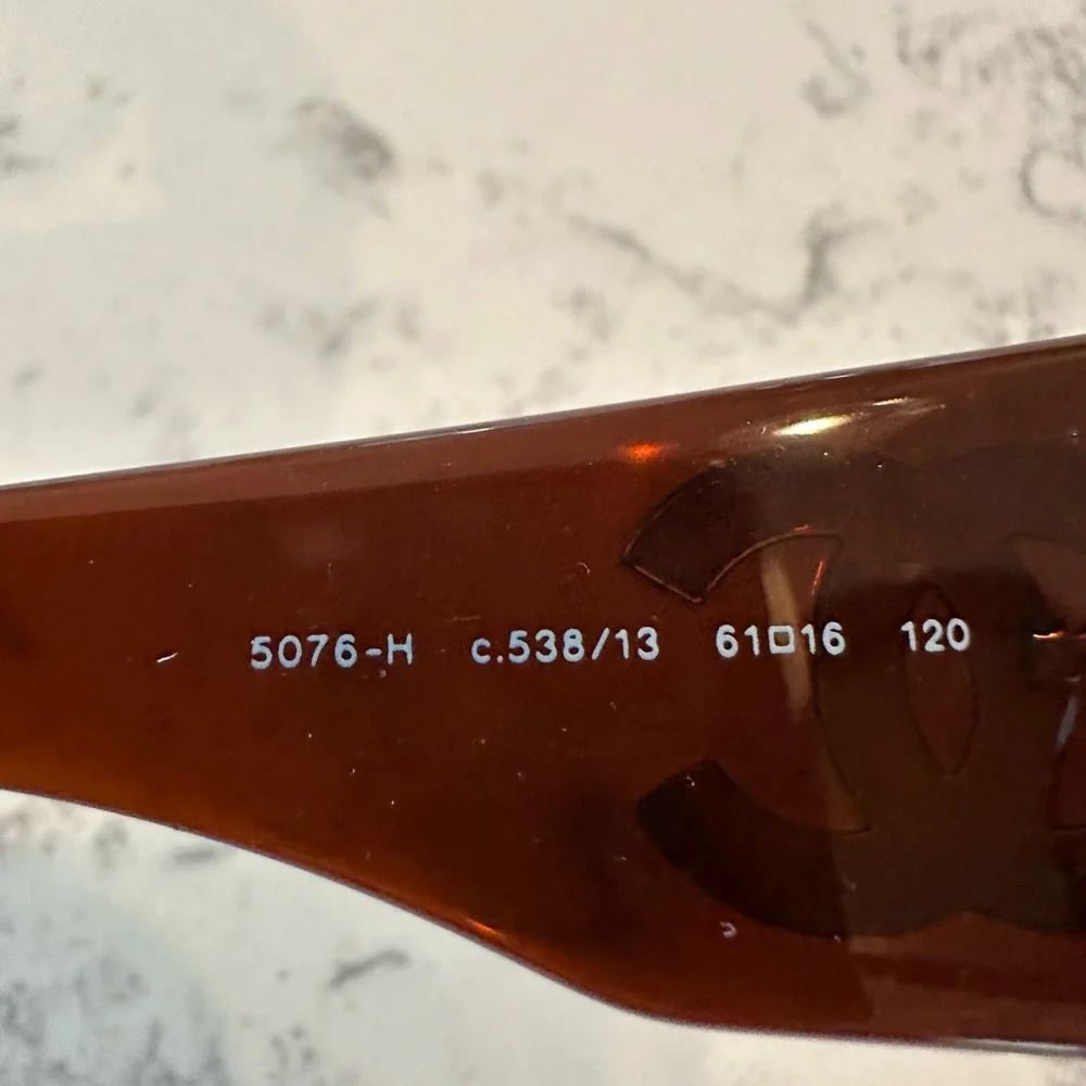 CHANEL Brown Mother of Pearl CC Logo Sunglasses- Authentic 5076-H 538/13  61-16 - Picture 10 of 15